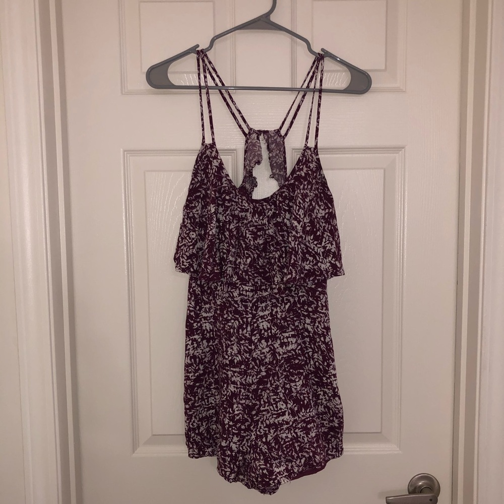 Forever 21 Floral Purple and White Romper